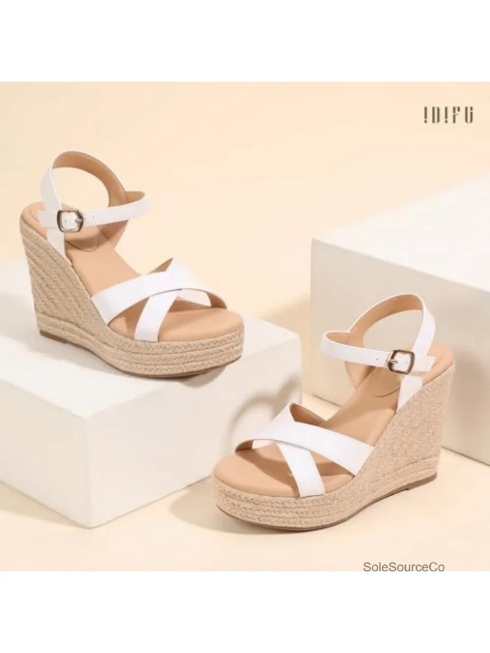 IDIFU Platform Wedge Sandals Heels Summer